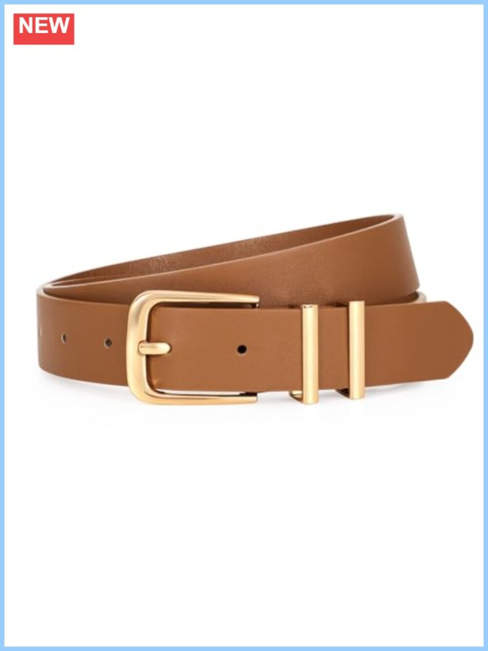 Women's Soft Faux Leather Belt for Jeans Pants Dress with Gold Buckle